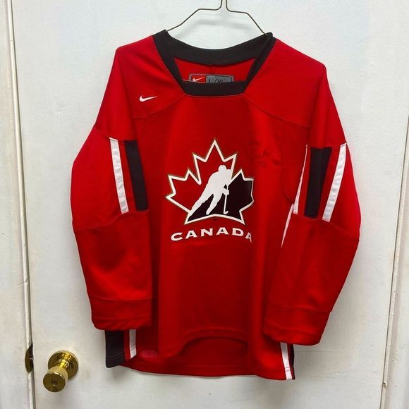 Signed by James Duthie TSN Nike Kids Team Canada Hockey Jersey size L/XL 2000s - Picture 1 of 7
